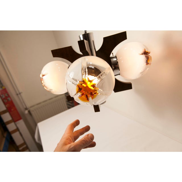 Murano 4-Light Chandelier in Teak from Mazzega, 1960 For Sale - Image 6 of 18
