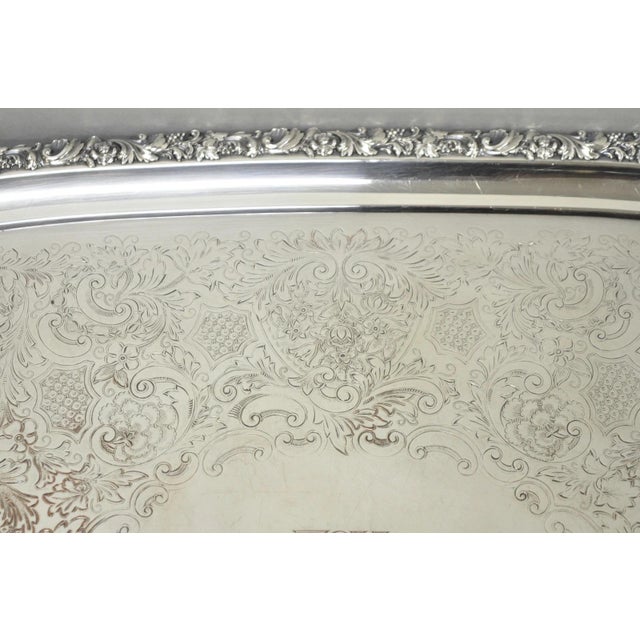 Antique Barker Ellis Victorian Silver Plated Serving Platter Bar Tray Engraved For Sale - Image 15 of 18