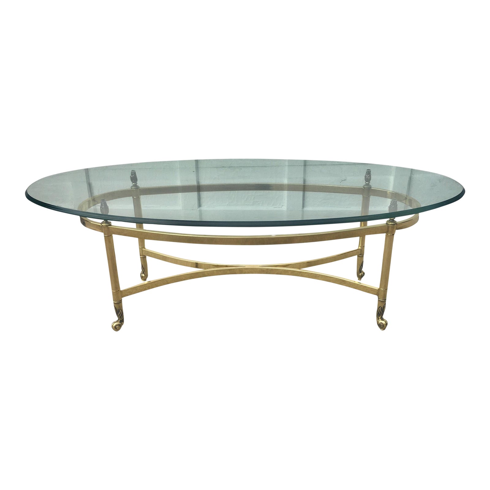 Vintage LaBarge Brass and Glass Oval Coffee Table Chairish