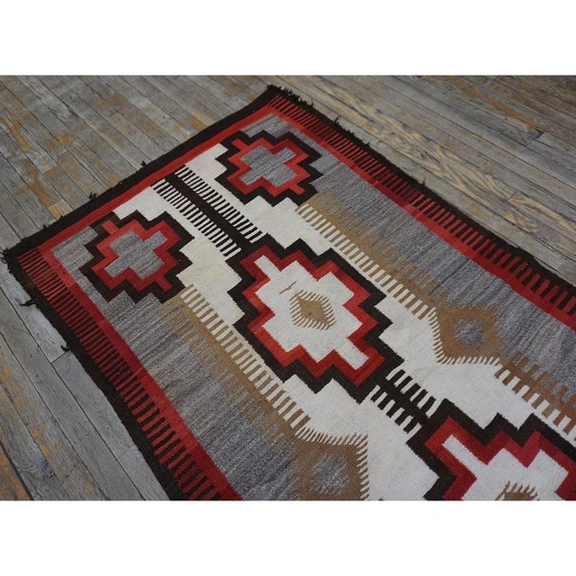 1920s 1920s Small Tribal Antique Bold Geometric Native American Flat Weave Navajo Rug For Sale - Image 5 of 11