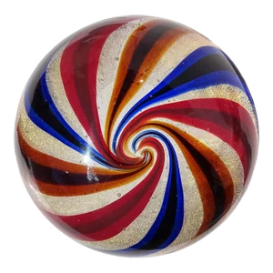 Barovier Toso Murano Vintage Blue Orange Red a Canne Gold Flecks Italian Art Glass Paperweight