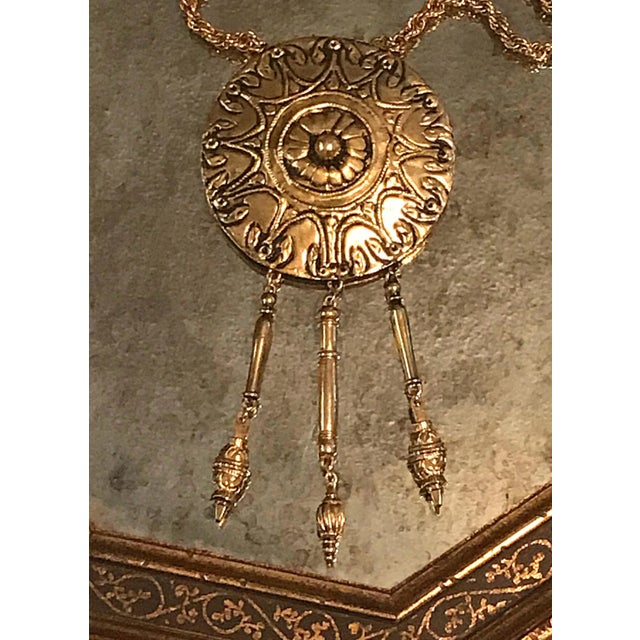 Boho Chic Vintage Necklace Accessocraft Gold Coin Pendant For Sale - Image 3 of 6