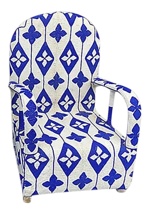 Vintage African Nigerian Yoruba Blue & White Beaded Chair