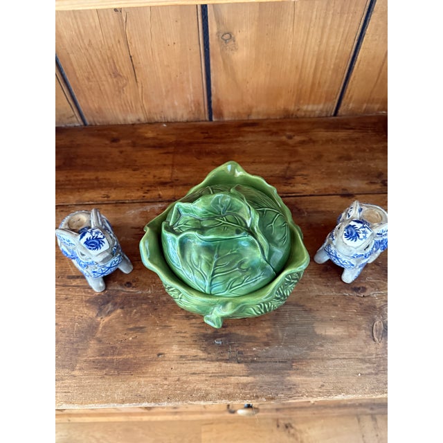 Perfect Little Cabbage vessel. This is in perfect condition and nice dark green tone to the glaze. 7" w x 5.5" t Holland...