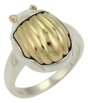 Mid 20th Century Tiffany & Co. 18k Yellow Gold Sterling Scarab Beetle Ring Size 4.5