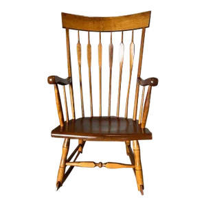 Vintage Nichols & Stone Co Solid Maple Spindle Back Windsor Style Rocker Chair