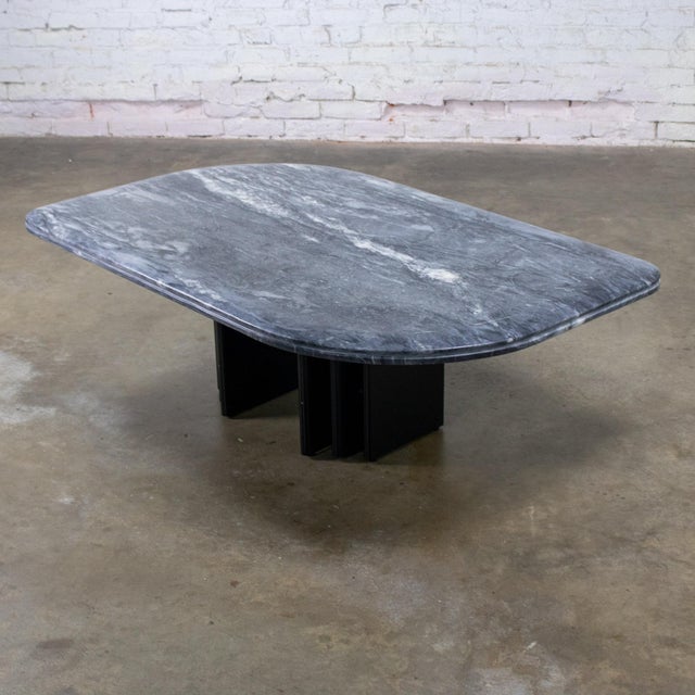 Late 20th Century Scandinavian Post Modern Coffee Table Marble Cat Eye Top by Bendixen Designs Made in Denmark For Sale - Image 6 of 18