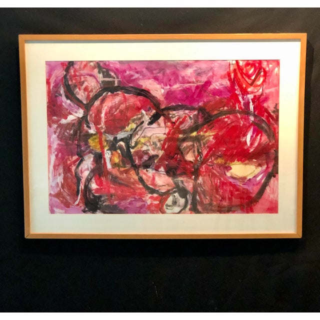 “Woman’s Wattage” Abstract Expressionist Painting by Ellen Reinkraut, Framed For Sale - Image 4 of 4