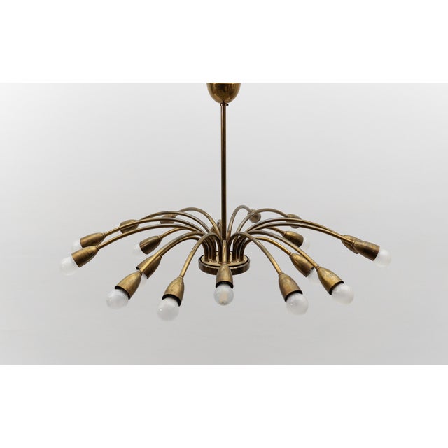 1950s Large Mid-Century Modern Brass Sputnik Lamp, Austrian, 1950s For Sale - Image 5 of 15