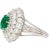 Art Deco 3.19 Carat Oval Cut Emerald Minor Oil & Diamond Cluster Platinum Vintage Ring For Sale - Image 3 of 7