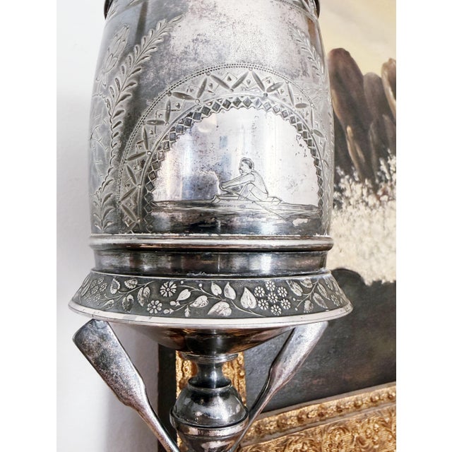 Late 19th Century 1888 Silver Plated Figural Chicago Navy Rowing Trophy For Sale - Image 5 of 10