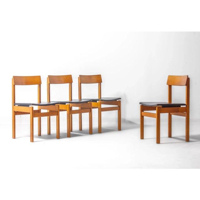 Abstracta Dining Chairs in Beech by Jos de Mey for Van den Berghe-Pauvers, Belgium, 1960s, Set of 6 For Sale - Image 4 of 14