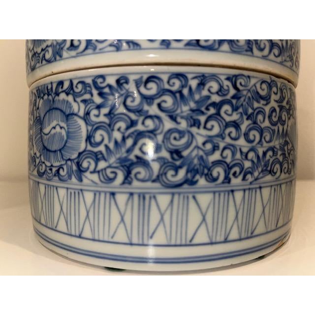 Blue Antique Japanese Blue and White Porcelain Obento, Stacking Dish, Used by Wealthy For Sale - Image 8 of 15
