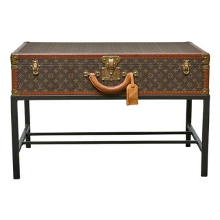 Vintage Louis Vuitton Trunk Made into Coffee Table with Custom Base For Sale