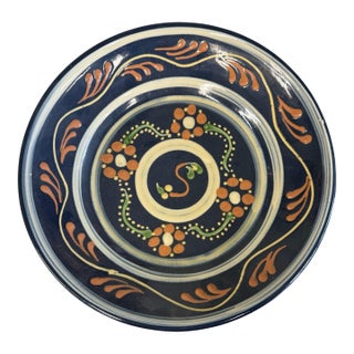 Vintage 1995 Farrell Westmoore Pottery Slip Decorated 11.5" Charger Plate Dish For Sale