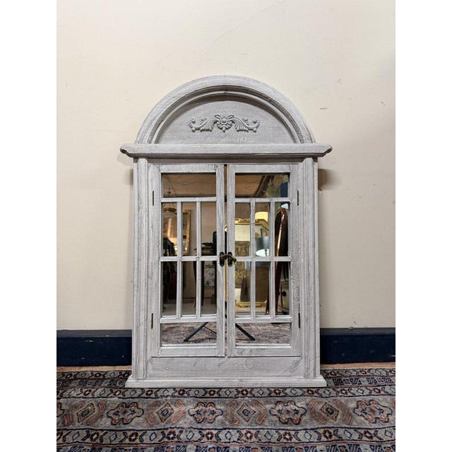 Italian Style Wooden Shuttered Dome Top Window Mirror For Sale - Image 5 of 5