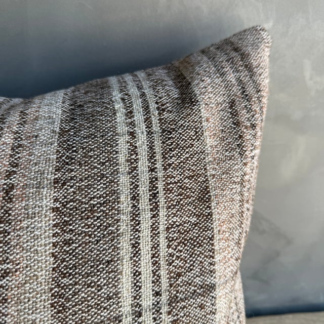 Turkish Vintage Turkish Hemp Rug Pillow 18" X 29" With Down Insert For Sale - Image 3 of 6