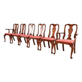 Henkel Harris Queen Anne Solid Cherry Wood Dining Chairs, Set of Six For Sale