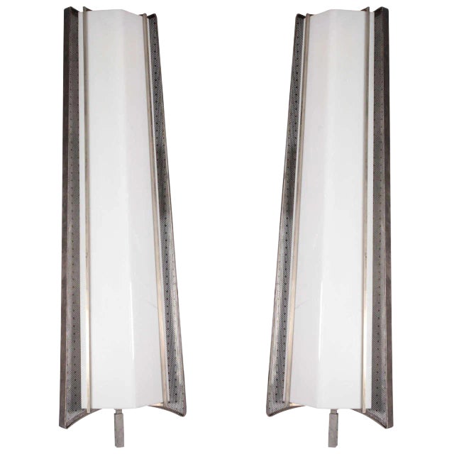 Massive, Supersized, Very Large Pair of French Mid-Century Sconces, Mathieu Matégot For Sale