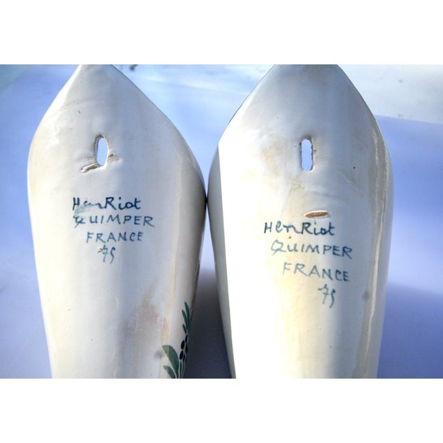 Mid-20th Century Set of French Henriot Quimper Tin-Glazed Faience Wall Pocket Vases For Sale - Image 10 of 10