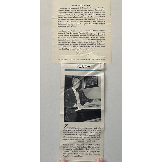 Vintage French Landscape Lithograph Bulls on the Water For Sale - Image 9 of 10