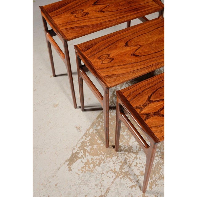 Mid-Century Rosewood Nesting Tables by Domus Danica for Heltborg Møbler, 1960s For Sale - Image 3 of 11