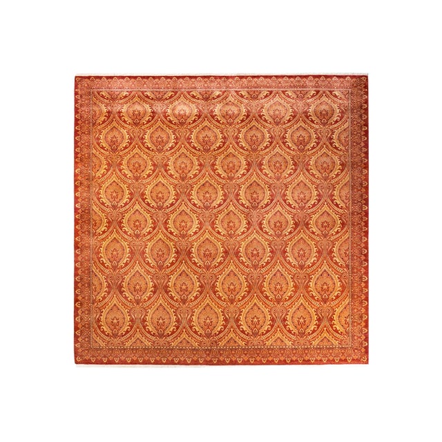 Mogul, One-of-a-Kind Hand-Knotted Area Rug - Red, 9' 1" x 9' 1" For Sale