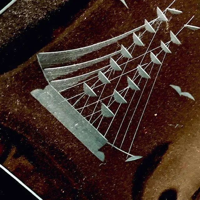 American Vintage Clear Glass With Etched Nautical Ship Design Platter For Sale - Image 3 of 5