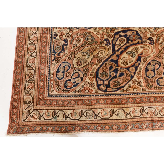 Textile Authentic Persian Malyer Handwoven Wool Rug For Sale - Image 7 of 8