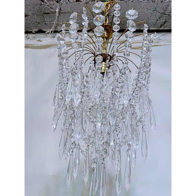 1960s Parachute Chandelier With Graduated Chain Crystals For Sale - Image 4 of 7