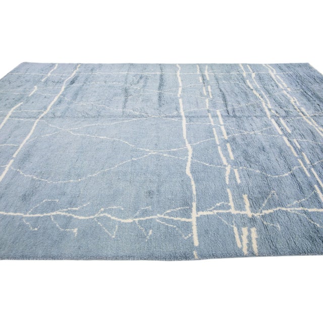 2010s 2010s Gray Modern Moroccan Style Handmade Geometric Wool Rug For Sale - Image 5 of 7