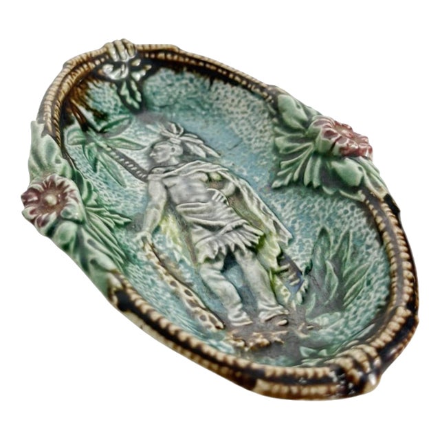 Small 19th Century Majolica Catchall, France For Sale