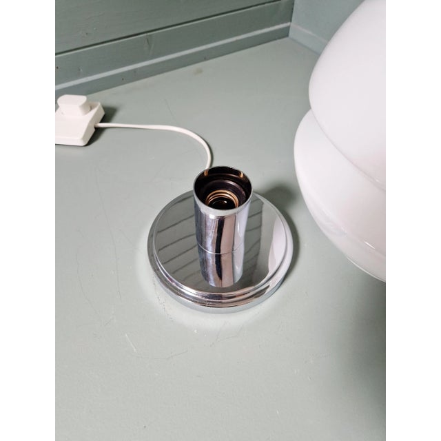 Space Age White Opaline and Chrome Metal Table Lamp, 1970s For Sale - Image 12 of 16