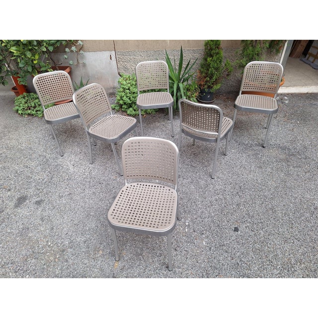 Mid-Century Modern Vintage Stackable Silver Chairs by Vico Magistretti for De Padova, 1989, Set of 6 For Sale - Image 3 of 12