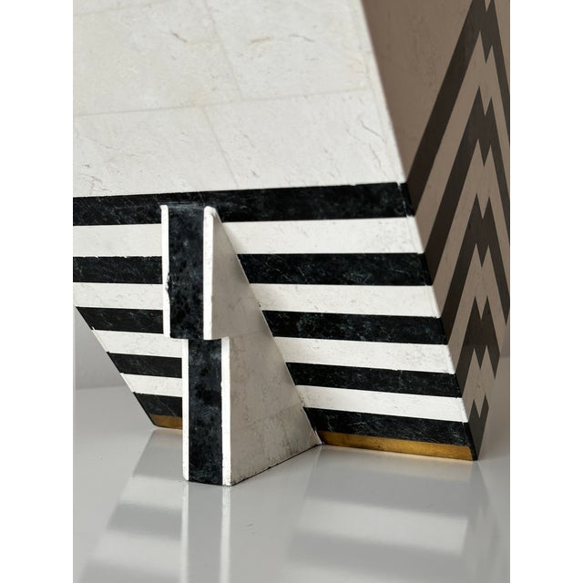 Vintage Maitland-Smith Tessellated Mactan Stone Box With Marble and Brass Inlay For Sale - Image 15 of 18