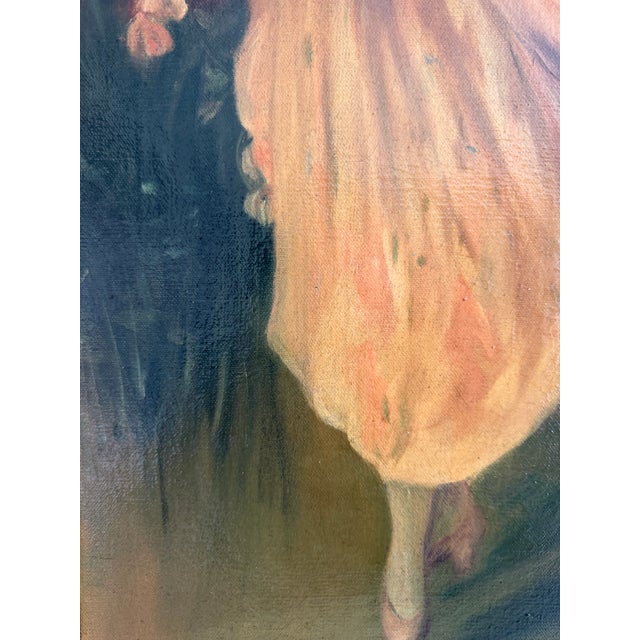 Antique Oil Portrait Young Woman European Lady Gilt Frame 19th Century For Sale - Image 12 of 12
