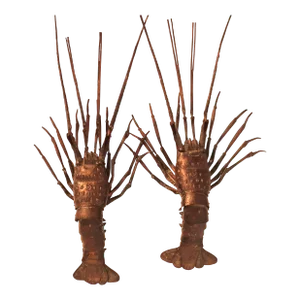Edo Okimono Bronze Reticulated Rock Lobsters Signed