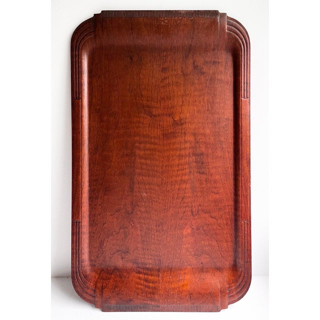 Vintage Art Deco Serving Tray Walnut Ply-wd, circa 1930, USA "in good vintage condition with minor "imperfections" and...