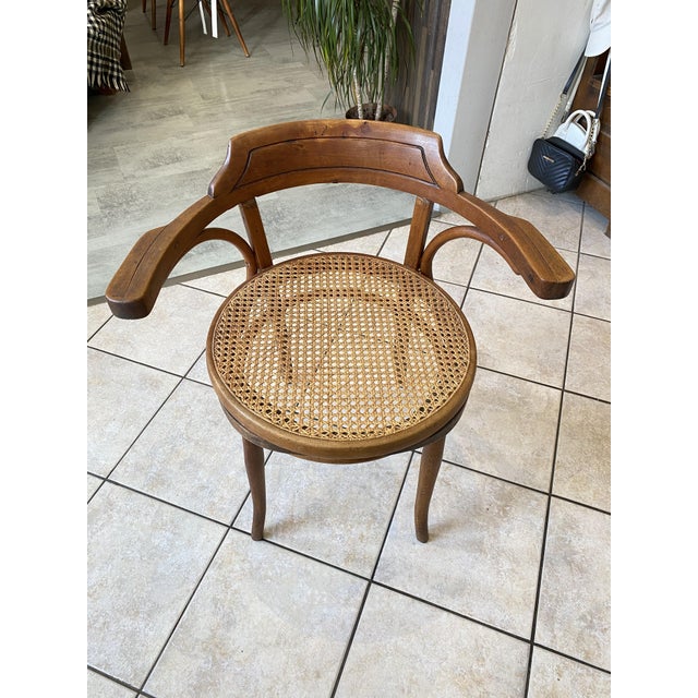 1930s Bistro-Style Desk Chair in Bentwood with Cane Seat, 1930s For Sale - Image 5 of 18