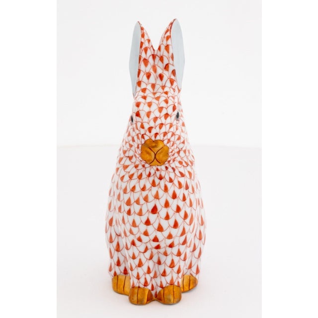 Orange Herend Fishnet Porcelain Rabbit Figurines, 2 For Sale - Image 8 of 12