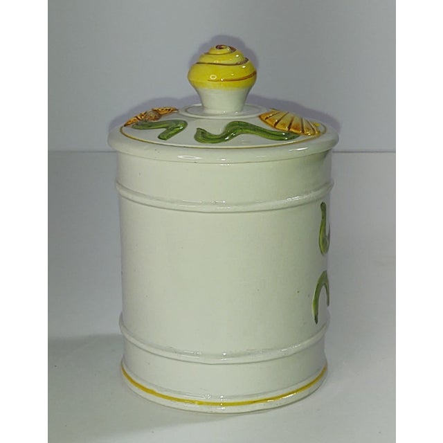 Nautical 1980s Italian Majolica Sea Shell Canister With Lid For Sale - Image 3 of 12