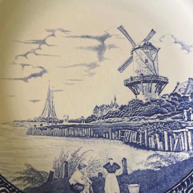 Vintage Boch “De Lits” Belgian Blue & White Delft-Style Charger Platter For Sale - Image 4 of 6