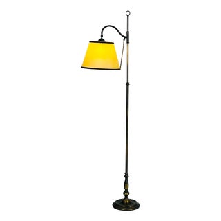 Mid-Century Modern Adjustable Brass Column Floor Lamp, Italy, 1930s For Sale