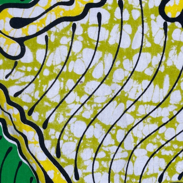 African Textile 10364 Veritable Super Deluxe Wax Green Yellow Fabric - 1.83 Yards For Sale - Image 10 of 12