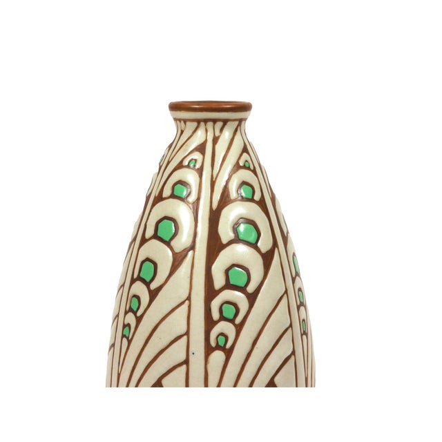 Charles Catteau for Boch Freres Charles Catteau for Boch Frères Keramis Art Deco Stoneware Vase, Décor d.1005 Circa 1925 For Sale - Image 4 of 10
