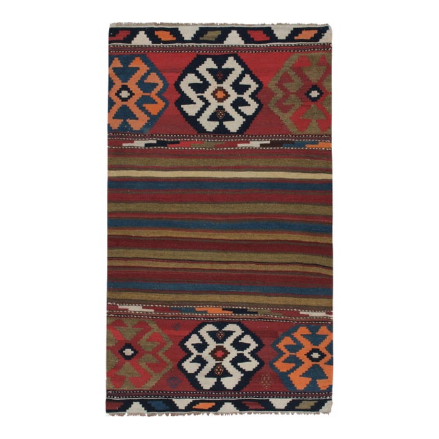 Vintage Persian Kilim Rug in Polychromatic Geometric Patterns by Rug & Kilim For Sale