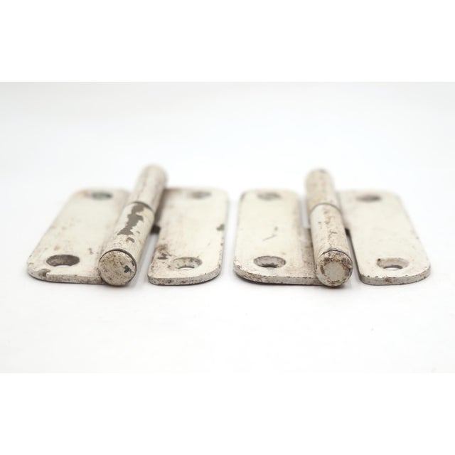 Traditional Pair of White Steel Left Hand Lift Off Cabinet Door Hinges For Sale - Image 3 of 5