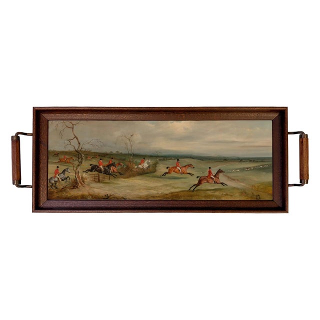 Wood Belvoir Fox Hunt Scene Handmade Wood and Glass Tray For Sale - Image 7 of 7