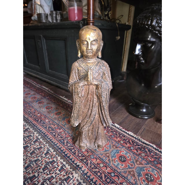 Buddhist Diety Statue With Gilt Finish For Sale - Image 11 of 11