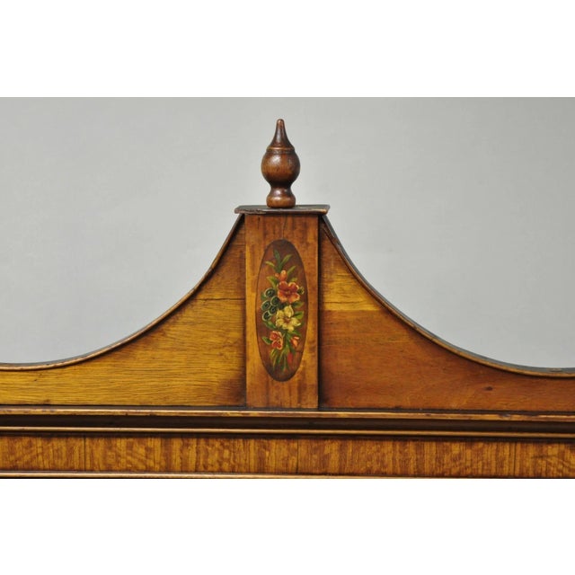 Antique English Adams Style Green Hand Painted Narrow Corner China Cabinet For Sale In Philadelphia - Image 6 of 18